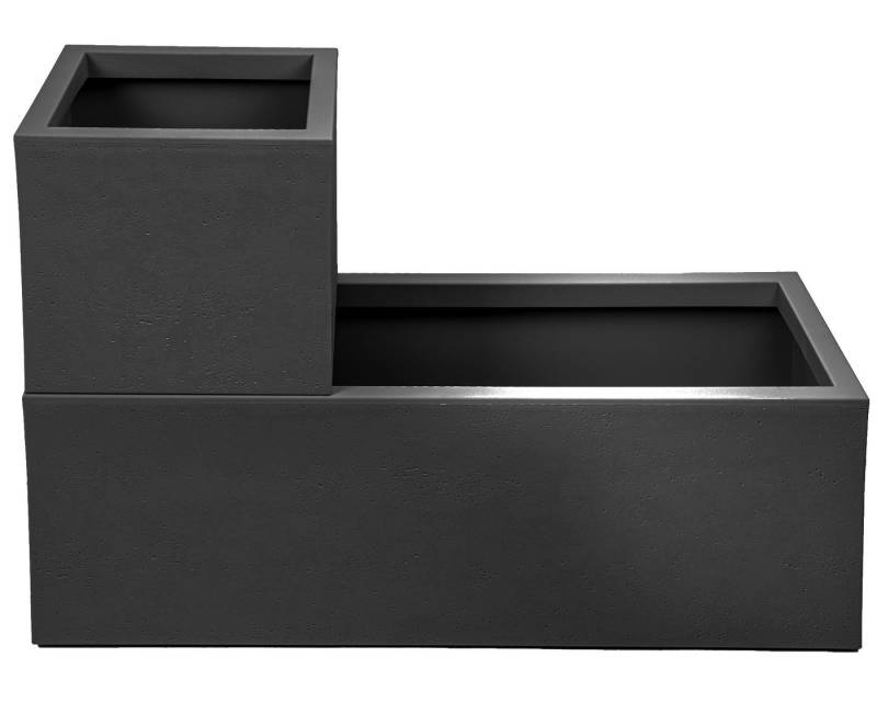 ONDIS24 Blumentopf Pflanzkübel rechteckig Vulkan Blumenkasten, mit Wasserspeicher Blumenkübel Basalt 57L+21L von ONDIS24
