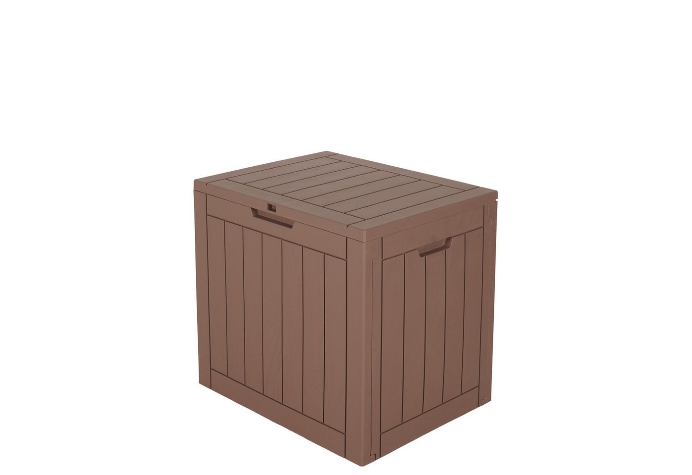 ONDIS24 Gartenbox City Cube Holzoptik Kissenbox Poolbox Sitztruhe 110L, UV und witterbungsbeständig, abschließbar von ONDIS24
