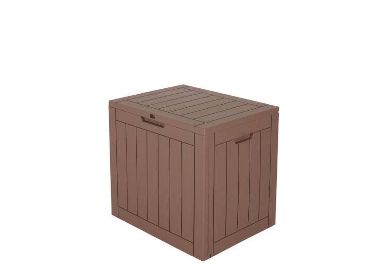 ONDIS24 Gartenbox City Cube Holzoptik Kissenbox Poolbox Sitztruhe 110L, UV und witterbungsbeständig, abschließbar von ONDIS24