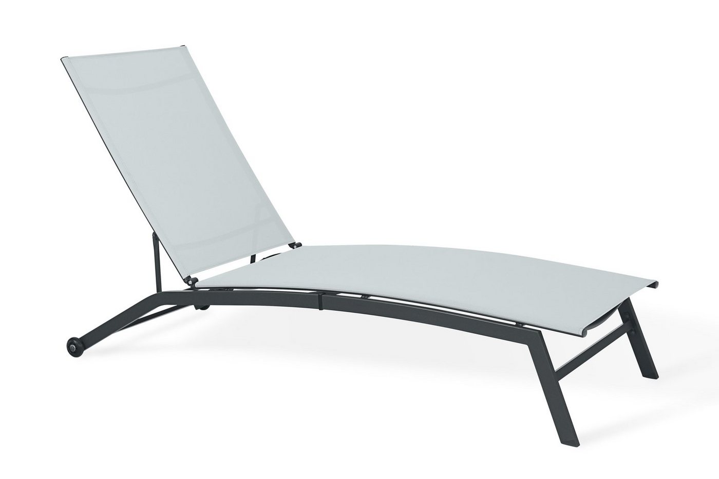 ONDIS24 Gartenliege Sonnenliege Chaise Kunststoff anthrazit/weiß, höhenverstellbares Kopfteil, wetterfest, UV-beständig von ONDIS24