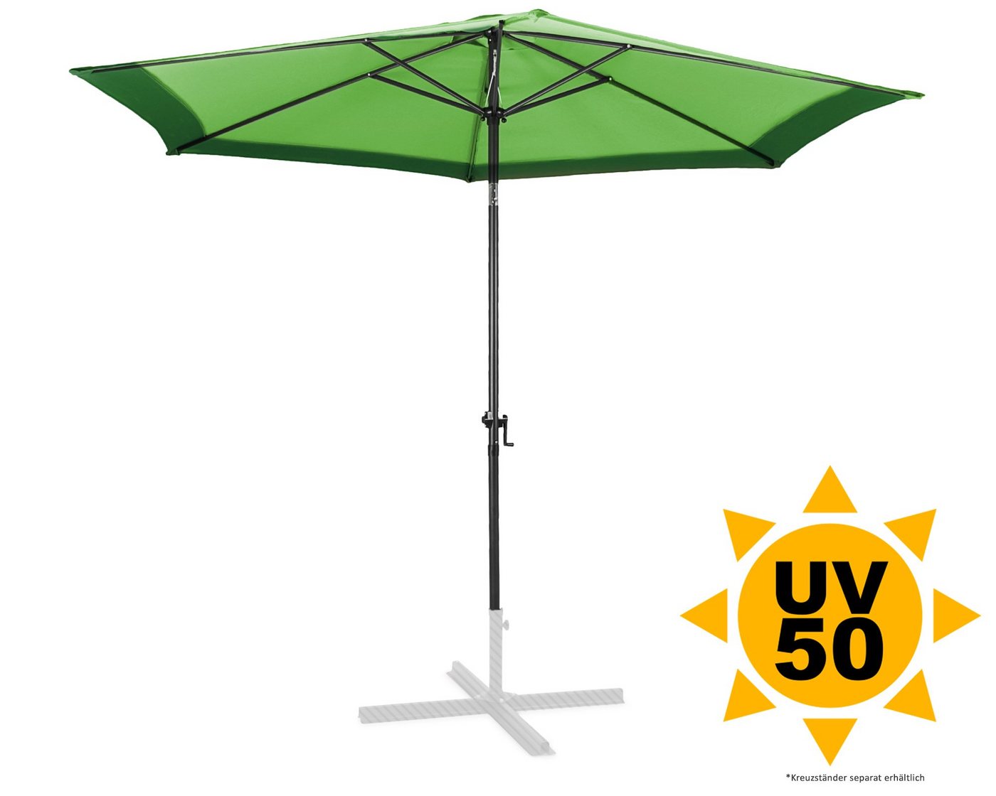 ONDIS24 Marktschirm Sonnenschirm 3 Meter Sonnenschutz 300 cm rund mit Kurbel, UV 50, zweifarbig, mit Air-Vent & Knickgelenk von ONDIS24