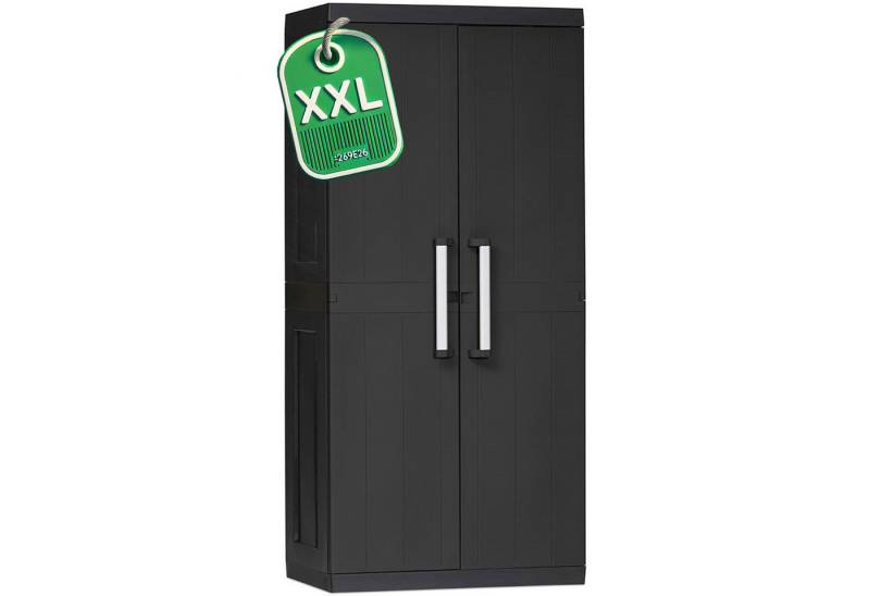ONDIS24 Mehrzweckschrank Kunststoffschrank HERO XXL Haushaltschrank schwarz schnell aufgebaut, robuster Kunststoff von ONDIS24