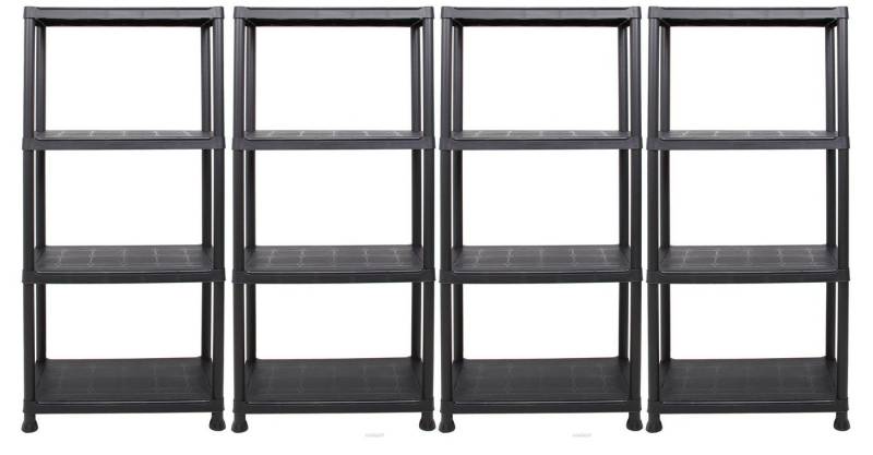 ONDIS24 Steckregal 4x Kunststoffregal, 60 x 30 x 135 (H) cm, 4 Böden, Schwerlastregal, bis zu 80 kg, Regal, Lagerregal - 4er Pack von ONDIS24