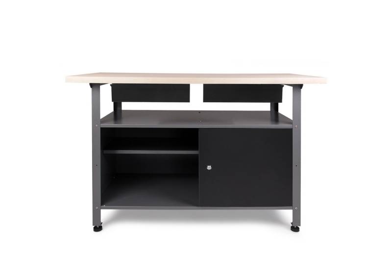 ONDIS24 Werkbank Werktisch Fritz - höhenverstellbare Füße, 2 Schubladen, Metall, 120x60x85(H) cm, abschließbare Tür, belastbar Bis 250kg von ONDIS24