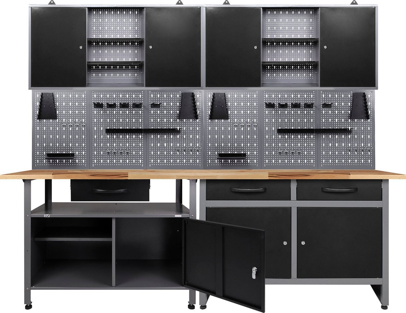 ONDIS24 Werkstatt-Set, 2x Werkbank, 2x Werstattschrank, 2x Lochwand ONDIS24 Werkstatt-Set, 2x Werkbank, 2x Werstattschrank, 2x Lochwand von ONDIS24