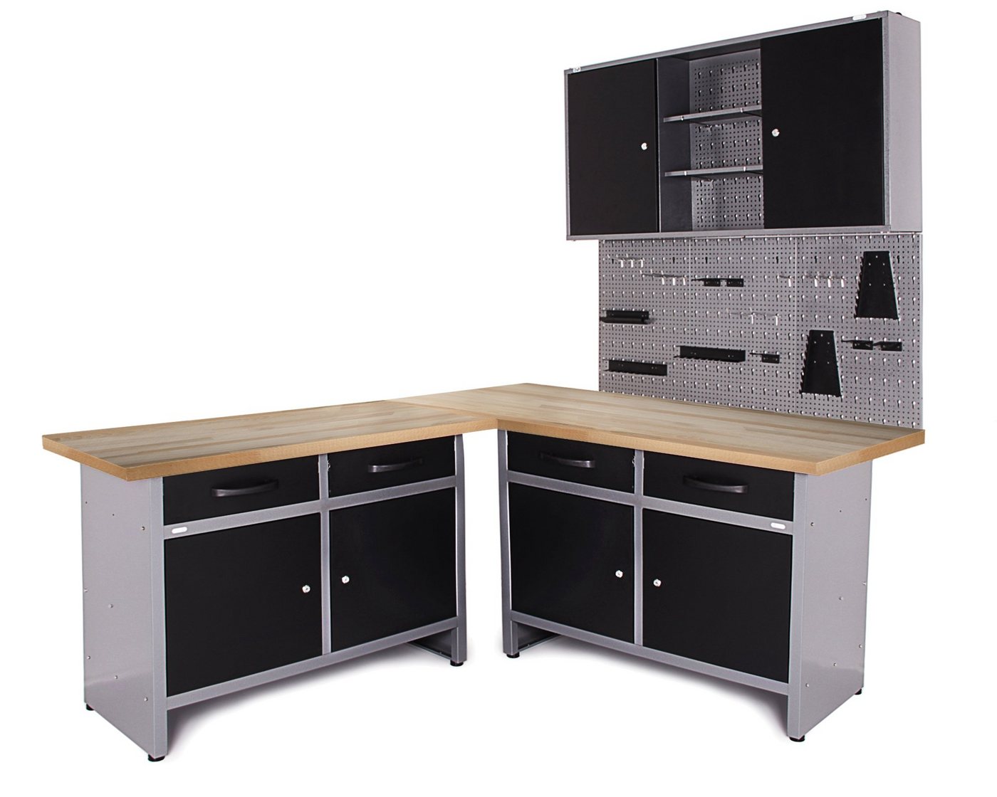 ONDIS24 Werkstatt-Set Ecklösung Iconic One, Werkbank 120 + 60 cm Buchenholzarbeitsplatte, Werkzeugschrank ONDIS24 Werkstatt-Set Ecklösung Iconic One, Werkbank 120 + 60 cm Buchenholzarbeitsplatte, Werkzeugschrank von ONDIS24
