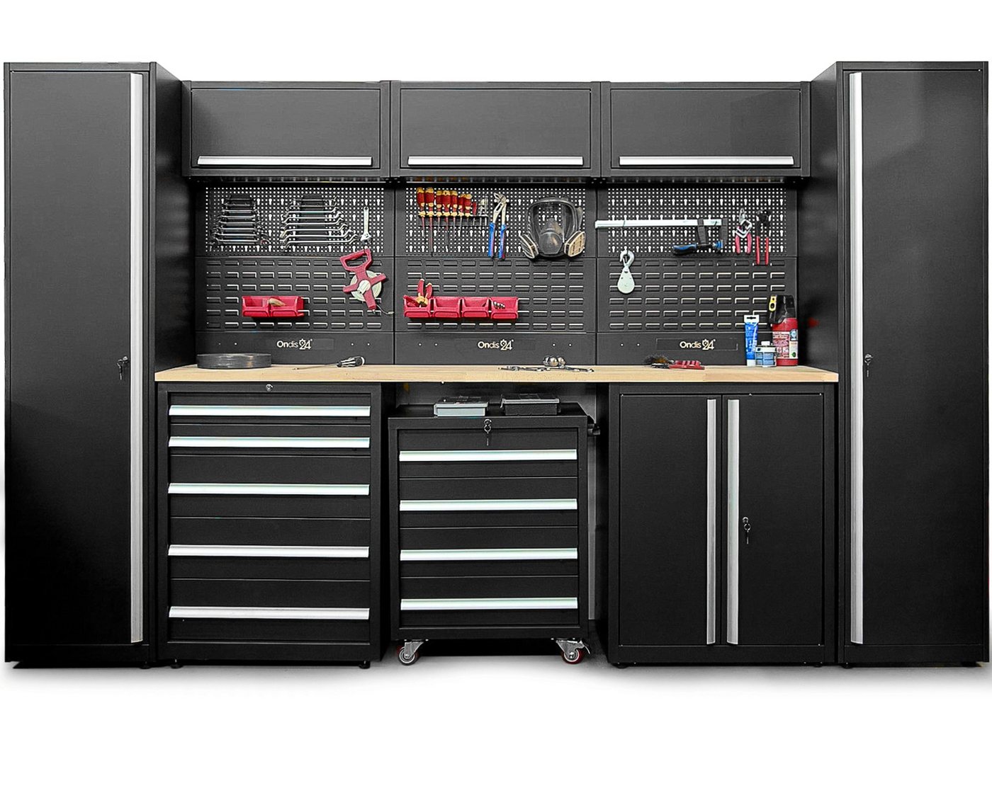 ONDIS24 Werkstatt-Set Werkstatteinrichtung XXL SteelMaster 325 x 55 x 202 cm, schwarzer Stahl, Werkbank, Werkzeugschränke, Buchenholzarbeitsplatte ONDIS24 Werkstatt-Set Werkstatteinrichtung XXL SteelMaster 325 x 55 x 202 cm, schwarzer Stahl, Werkbank, Werkzeugschränke, Buchenholzarbeitsplatte von ONDIS24