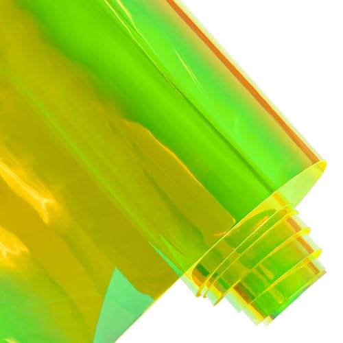 ONEART | Holographische schillernde PVC-Folie, 40×135 cm Transparentes Vinyl-Gewebe für Taschen DIY-Dekor-Projekte-Gelb von ONEART