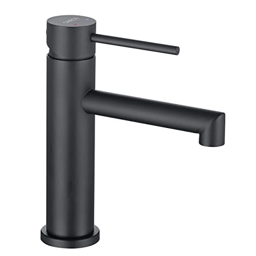 ONECE Wasserhahn Bad Schwarz, Waschtischarmatur mit Auslaufhöhe 105 mm, Einhebelmischer Badarmatur Edelstahl Mischbatterie Waschbecken Armatur mit Abnehmbar Bubbler von ONECE