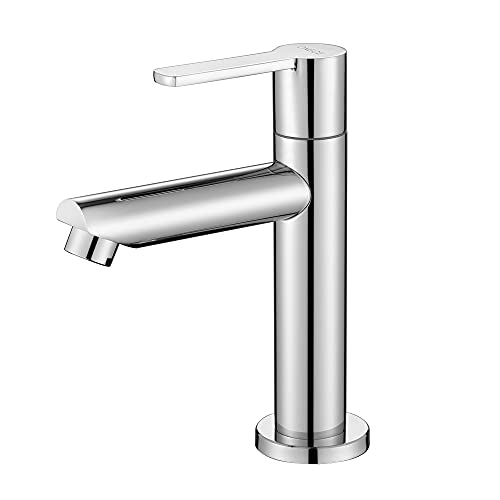 ONECE Wasserhahn Kaltwasser für Gäste WC, Kaltwasserhahn mit Anschlussschlauch, Kleine Kaltwasserarmatur mit abnehmbarem Bubbler, Chrom von ONECE