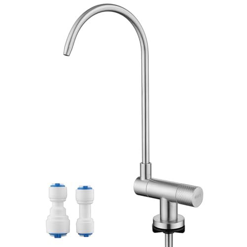 ONECE Klappbar Wasserhahn für Umkehrosmose und Wasserfilter, mit 1/4" und 3/8" Zoll Anschlauss, Osmoseanlage Wasserhahn mit 360° drehbar, Matt von ONECE