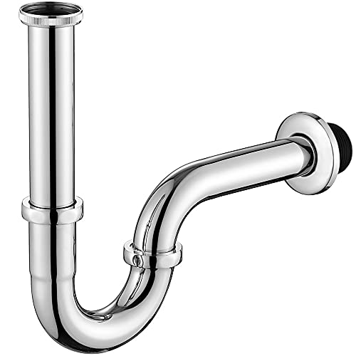 ONECE Edelstahl Siphon Universal - Röhrensiphon für Waschbecken & Waschtisch mit verstellbarem Tauchrohr - Geruchsverschluss, Gummimanschette & Wandabdeckung von ONECE
