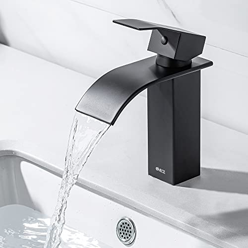 ONECE Schwarz Waschtischarmatur Wasserfall Wasserhahn Bad Mischbatterie Waschbecken, Einhebelmischer Badarmatur Waschbeckenarmatur aus Edestahl von ONECE