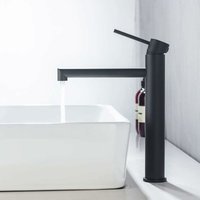 Wasserhahn Bad Armatur Hoch Waschtischarmatur Einhebelmischer Badarmatur Mischbatterie für Aufsatzwaschbecken - Schwarz - Onece von ONECE