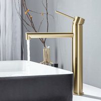 Wasserhahn Bad Hoch Waschtischarmatur mit Auslaufhöhe 204mm, Hohe Armatur Aufsatzwaschbecken Mischbatterie mit Abnehmbar Bubbler - Gold - Onece von ONECE