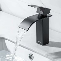 Schwarz Wasserhahn Bad Wasserfall Armatur Waschbecken Mischbatterie Waschtischarmatur Einhebelmischer Badarmatur Wasserfallhahn für Badezimmer von ONECE