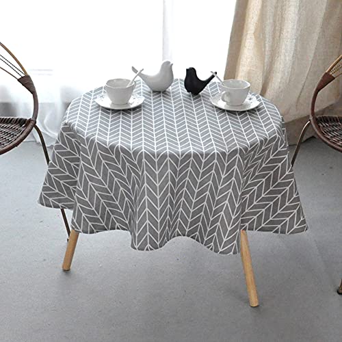 ONECHANCE Runde Tischdecke Baumwolle Leinen Tischdecke für Indoor-und Outdoor-Tisch Floral Dinner Table Cover für Küche Esszimmer Tischdekoration Color Grauer Pfeil Size 120cm rund von ONECHANCE