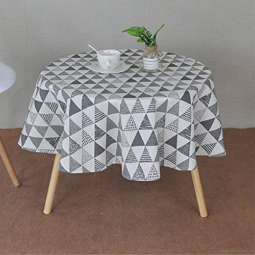 ONECHANCE Runde Tischdecke Baumwolle Leinen Tischdecke für Indoor-und Outdoor-Tisch Floral Dinner Table Cover für Küche Esszimmer Tischdekoration Color Skizzengrau Size 140cm rund von ONECHANCE