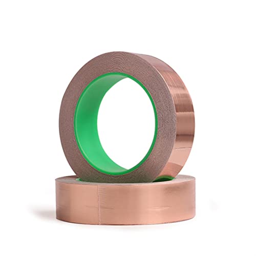 ONECM 2 Stück 20 m 3 mm-15 mm Doppelführung reines Kupferfolienband leitfähiges klebendes einseitiges Schutzband Schweißkleber (Farbe: 20 m, Größe: 12 mm) von ONECM