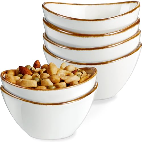 ONEMORE Keramik Dip Schüsseln Set von 6, 236ml Snackschale, Sojasauce Gerichte, Mini Schüsseln für Tomatensauce, Snacks, Desserts, Nüsse und Obst, Cremeweiß von ONEMORE