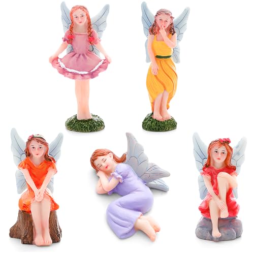 ONEST 5 Stück Miniatur Feengarten Zubehör Kleine Feen Figuren Handbemalte Feen Figuren für Auto Dekor Garten Blumentopf Geburtstag Kuchen Topper ONEST 5 Stück Miniatur Feengarten Zubehör Kleine Feen Figuren Handbemalte Feen Figuren für Auto Dekor Garten Blumentopf Geburtstag Kuchen Topper von ONEST