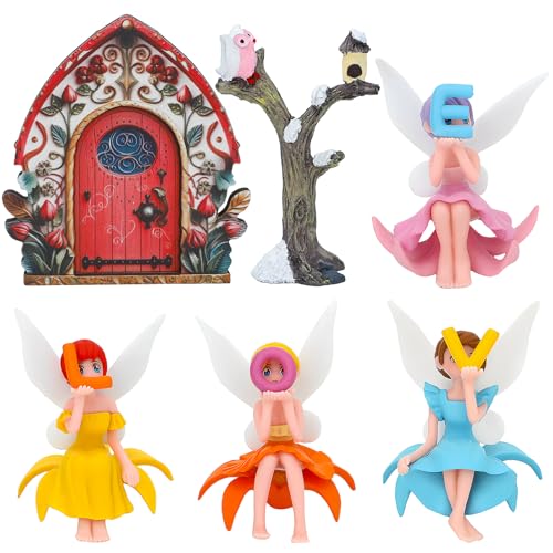 ONEST 6 Stück Miniatur Feengarten Zubehör Kleine Feen Figuren Handbemalte Feen Figuren für Auto Dekor Garten Blumentopf Geburtstag Kuchen Topper von ONEST