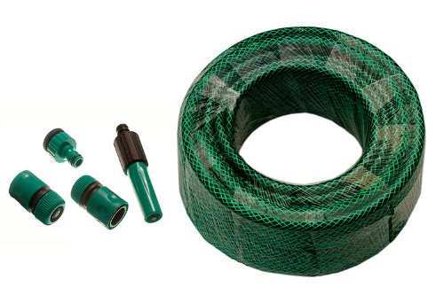 Geflochtener Wasserschlauch Gartenschlauch mit Hozelock-kompatiblen Anschlüssen, 60 m Länge, Grün von ONESTOPDIY.COM