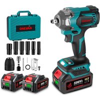 Onevan - 700 n.m Schlagschrauber, 3 Funktionen, 1/2 Zoll Akkuschrauber mit 2 Batterie +12 Zubehör von ONEVAN