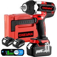 Onevan - Akku Schlagschrauber 1800N.M 1/2'' 3 Geschwindigkeit Drehschlagschrauber für LKWs mit 2 Akkus + 1 Ladegerät Onevan - Akku Schlagschrauber 1800N.M 1/2'' 3 Geschwindigkeit Drehschlagschrauber für LKWs mit 2 Akkus + 1 Ladegerät von ONEVAN