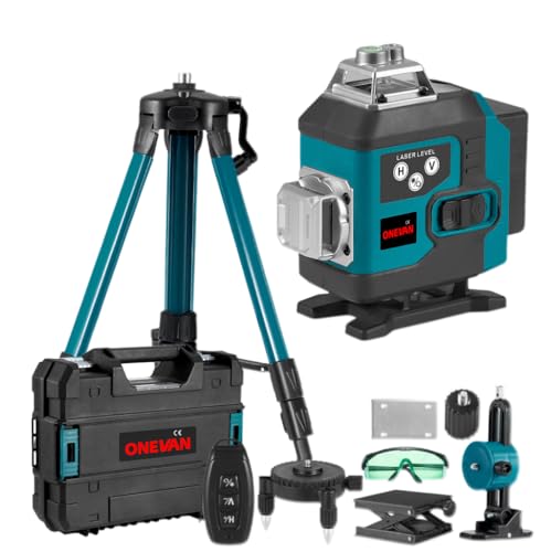 ONEVAN 16 Linien Grün Laser Wasserwaage, 25m Arbeitsbereich, IP54 Kreuzlinienlaser, Mit Handy-Steuerung, Touchscreen mit digitalem Display und automatischer Nivellierun, 2 x Batterien ONEVAN 16 Linien Grün Laser Wasserwaage, 25m Arbeitsbereich, IP54 Kreuzlinienlaser, Mit Handy-Steuerung, Touchscreen mit digitalem Display und automatischer Nivellierun, 2 x Batterien von ONEVAN