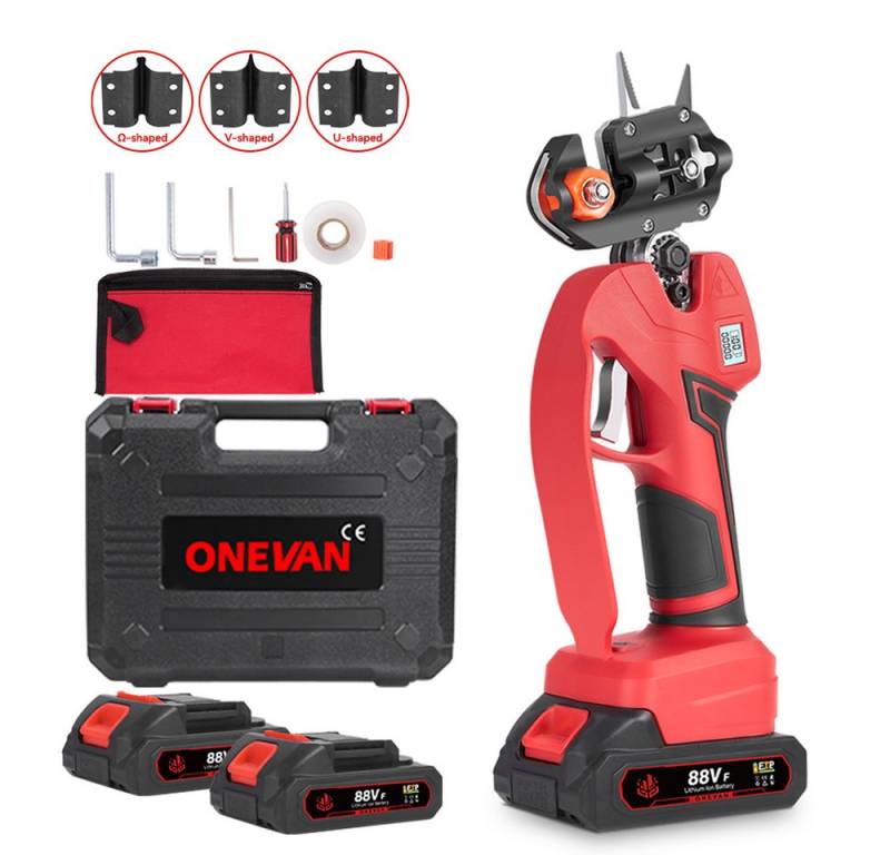 ONEVAN Akku-Astschere Akku-Pfropfschere, Elektroscheren 2 in 1 Gartenschere, mit 2x Akku, Sämlingsbeschneidung und Pfropfung von Zweigen von ONEVAN