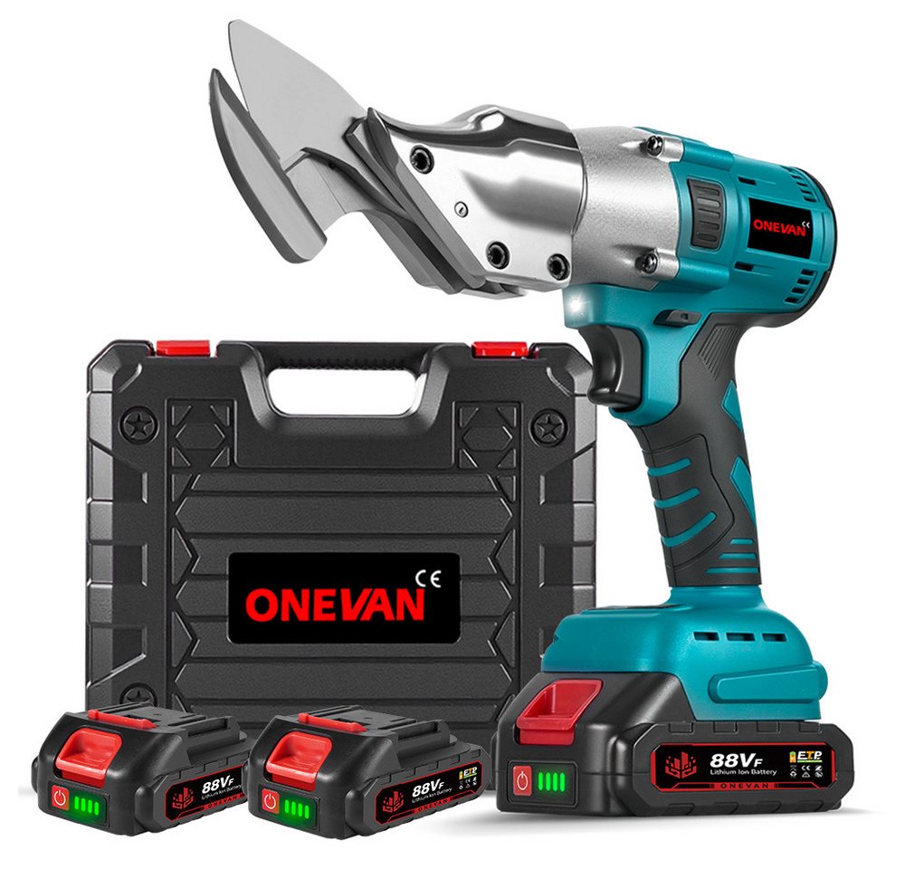 ONEVAN Akku-Blechschere Akku-Metallschere Bürstenlose Elektro Metallschere mit 2 x Akkus, 400 in W, Akku Schere für Bleche, PVC, Aluminium ONEVAN Akku-Blechschere Akku-Metallschere Bürstenlose Elektro Metallschere mit 2 x Akkus, 400 in W, Akku Schere für Bleche, PVC, Aluminium von ONEVAN