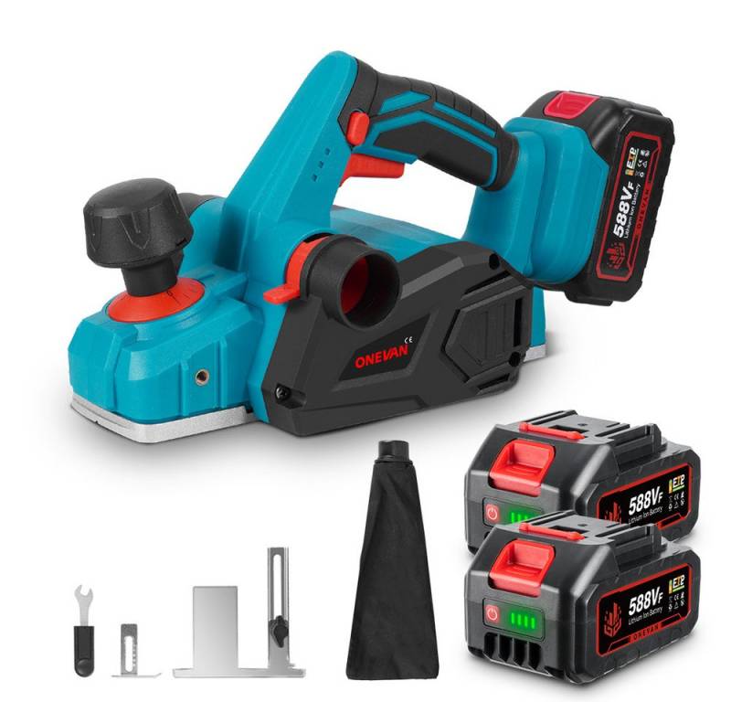 ONEVAN Akku-Elektrohobel 82mm Hobel 1.5mm Schnitttiefe Randhobel mit 2 x Akkus & Ladegerät, 700 in W, Hobelbreite: 82 in mm, für Holzarbeiten, Möbel und DIY-Projekte ONEVAN Akku-Elektrohobel 82mm Hobel 1.5mm Schnitttiefe Randhobel mit 2 x Akkus & Ladegerät, 700 in W, Hobelbreite: 82 in mm, für Holzarbeiten, Möbel und DIY-Projekte von ONEVAN