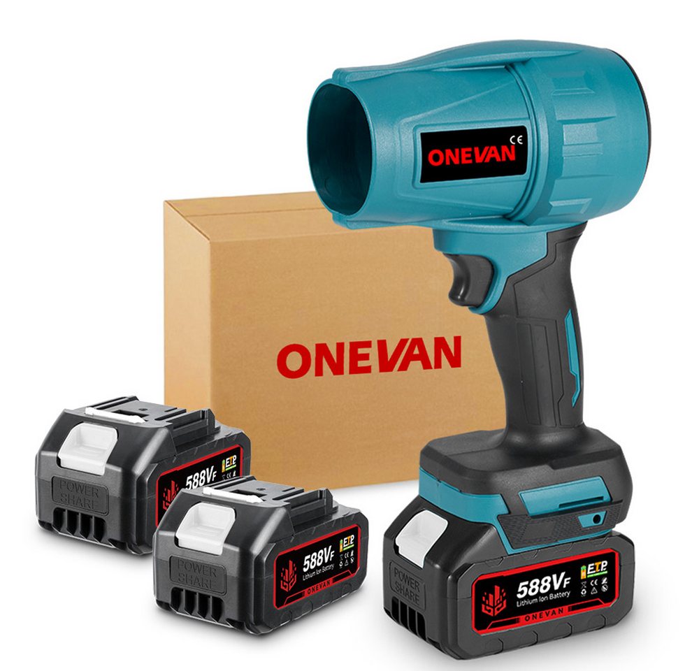 ONEVAN Akku-Gebläse Bürstenloser Turbo-Jet-Lüfter, Tragbarer Akku-Laubbläser, 160 m/s, 28.000 U/min, mit 2 x Akku ONEVAN Akku-Gebläse Bürstenloser Turbo-Jet-Lüfter, Tragbarer Akku-Laubbläser, 160 m/s, 28.000 U/min, mit 2 x Akku von ONEVAN