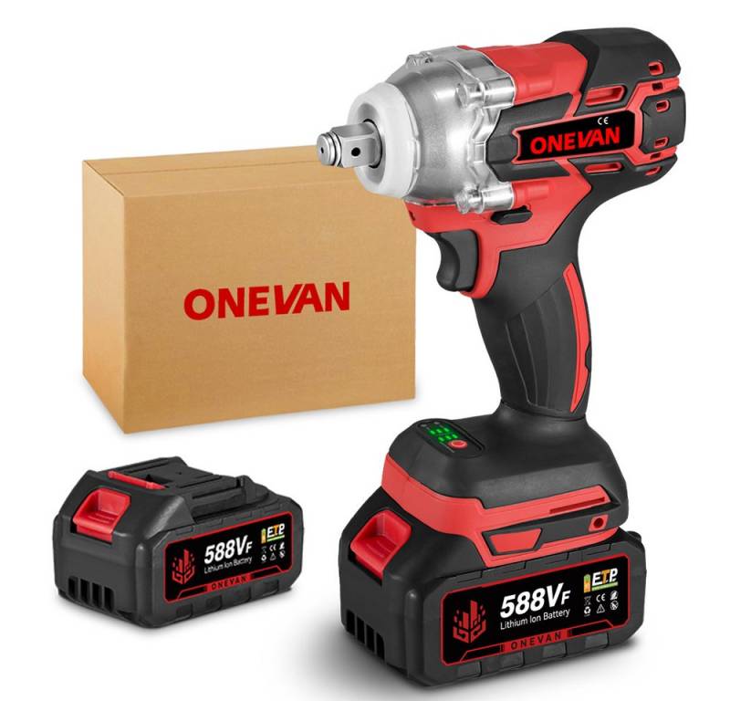 ONEVAN Akku-Schlagschrauber 520 Nm Bürstenlos 1/2" Elektrischer Schlagschrauber mit Akku, 4200 U/min, 520 Nm, Drehschlagschrauber Für Schraube und Mutter von ONEVAN