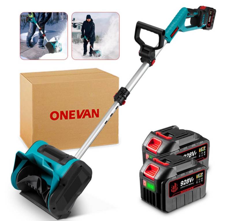 ONEVAN Akku-Schneefräse Bürstenloser Schneeschaufel mit 2x4.5Ah Akkus & Ladegerät, 25 cm Arbeitsbreite, 25cm Arbeitsbreite für Stufen Terrassen Decks und Gehwegen ONEVAN Akku-Schneefräse Bürstenloser Schneeschaufel mit 2x4.5Ah Akkus & Ladegerät, 25 cm Arbeitsbreite, 25cm Arbeitsbreite für Stufen Terrassen Decks und Gehwegen von ONEVAN