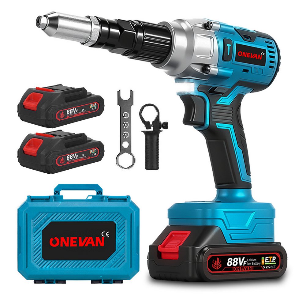 ONEVAN Blindnietzange Akku-Nietzange,Nietpistole Bürstenlose Automatischer Blindnietenzange, 20000N, mit 2x Akkus, für 2.4-5.0mm Blindnieten ONEVAN Blindnietzange Akku-Nietzange,Nietpistole Bürstenlose Automatischer Blindnietenzange, 20000N, mit 2x Akkus, für 2.4-5.0mm Blindnieten von ONEVAN