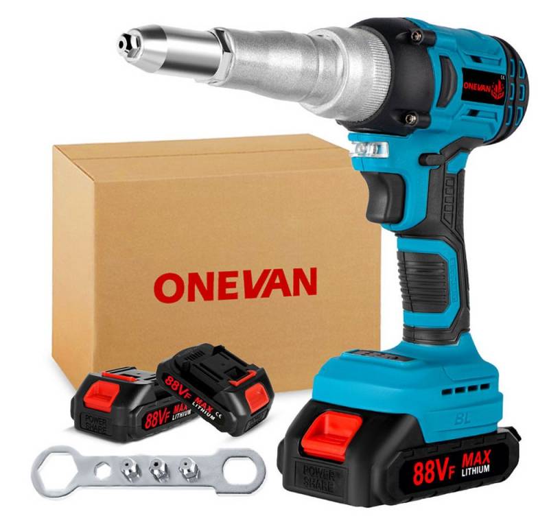 ONEVAN Blindnietzange Akkunieter, Bürstenlose elektrische Nietpistole, 2,4–5,0 mm, inklusive Bohreinsatz und automatischem Nietwerkzeug-Set von ONEVAN