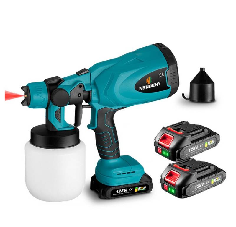 ONEVAN Farbsprühgerät Akku Farbsprühsystem 3 Spritzmuster, 800ml Farbsprühgerät, mit Einstellknopf und Ein-Schlüssel-Schalter von ONEVAN