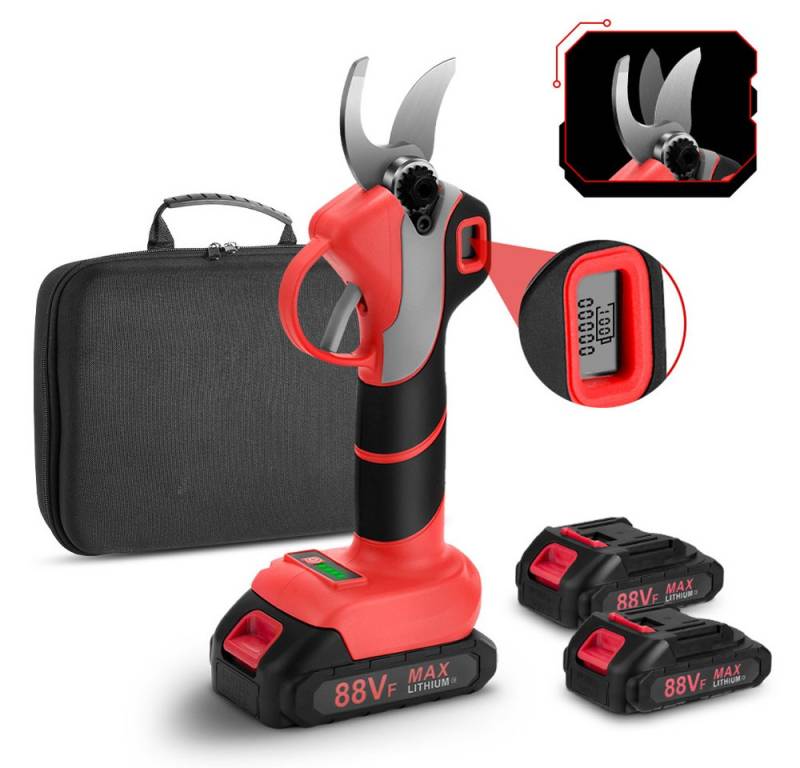 ONEVAN Gartenschere Akku Astschere, Profi 30mm Bürstenlose Elektrische Gartenschere, mit 2x Lithium-Akkus, für Obstbäume, Weinreben,Gartenschnitt, Zweige von ONEVAN