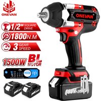 Onevan - Bürstenloser Akku Schlagschrauber 1800 Nm,1/2' Schlagschrauber,3-Gang-Einstellung für LKWs - mit 2 Akku von ONEVAN