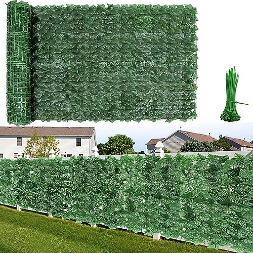 ONEVER Künstlicher Efeu-Sichtschutzzaun, 3 x 1 m Zaunpaneele, Rankgitter mit künstlichen Blättern, Gartensichtung, UV-geschützte künstliche Hecke, Rollensieb für den Außenbereich, Garten, von ONEVER