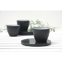 Keramik Espressotasse Mit Untertasse in Black.unique Kaffeebecher, Moderne Espresso-Tasse, Weihnachtsgeschenk, Housewarminggeschenk, Geschirr von ONEandMANY