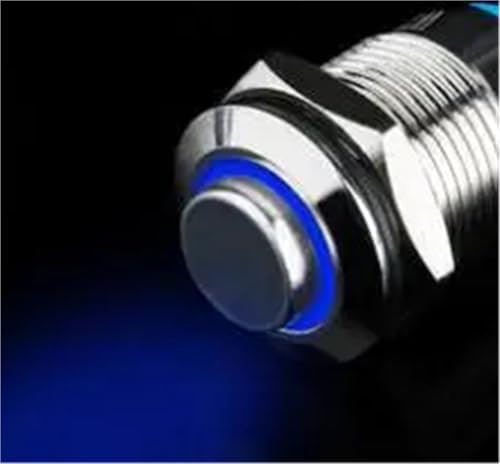 1 stücke 12mm Selbst-lock Metall Push Button Switch High Head Ring Ring 3-220V Selbst Reset momentane bewegung Wasserdichte Auto(Blue,MOMENTARY_3-9V) von ONGCPQPEO