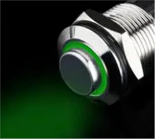 1 stücke 12mm Selbst-lock Metall Push Button Switch High Head Ring Ring 3-220V Selbst Reset momentane bewegung Wasserdichte Auto(Green,MOMENTARY_3-9V) von ONGCPQPEO