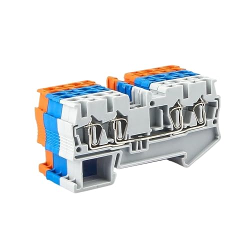 DIN-Schienen-Anschlussblock, 10 Stück, ST-2,5-QUATTRO-Drahtverbinder, Zugtyp, 4 Leiter, Federverdrahtungs-Anschlussblöcke(Orange) von ONGCPQPEO