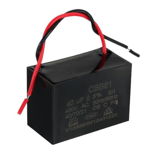 ONGCPQPEO 1/2 Stück CBB61 Kondensator für Deckenventilator 12uF-40uF 450V AC 50/60HZ mit 2 Drähten für Kondensatoren Star Run for Motor des Ventilators der Klimaanlage (2 Stück 25uF) von ONGCPQPEO