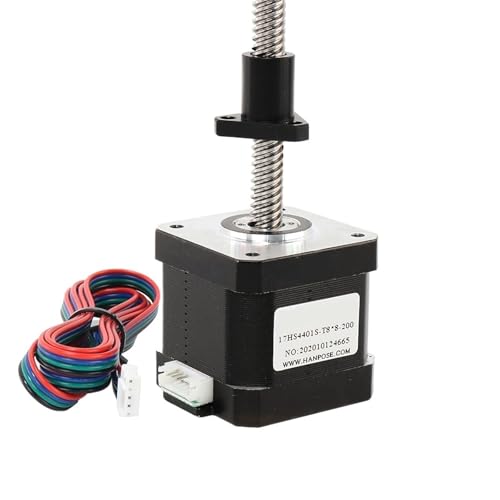 ONGCPQPEO Nema17-Schrittmotor 17HS4401S-T8 mit Gewindebohrung 2/4/8 MM, 200 MM, 42 Motor-Kunststoffmuttern, 1 m Leitung for 3D-Drucker.(17HS4401S-T8x8-200mm) von ONGCPQPEO