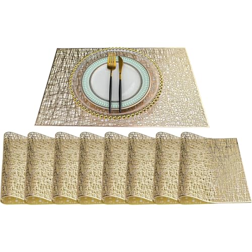 ONGCPQPEO Set mit 8 rechteckigen Tischsets mit ausgehöhltem Design, hitzebeständiges PVC-Tischset for den Heimgebrauch(8pcs) von ONGCPQPEO