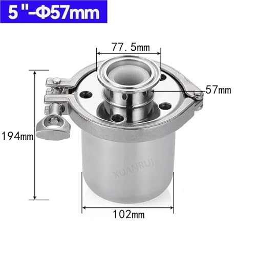 SS304 Edelstahl Atemschutzmaske 38 51 mm Rohrleitung Außendurchmesser Ferrule 50,5 64 mm Tri Clamp 2,5 "5" 10 "geeignet Homebrew Bier(5inch-OD57-102) von ONGCPQPEO
